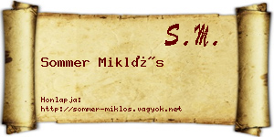 Sommer Miklós névjegykártya
